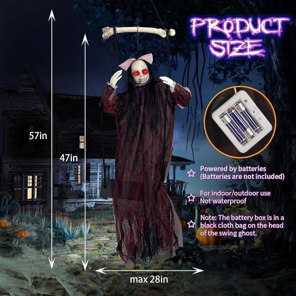 Hanging Swing Ghost with Voice Activated for Outdoor Indoor Yard Garden Décor